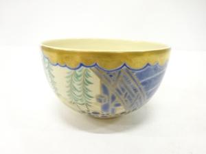 暁窯造　金彩色絵　柳橋　茶碗(無地箱付)